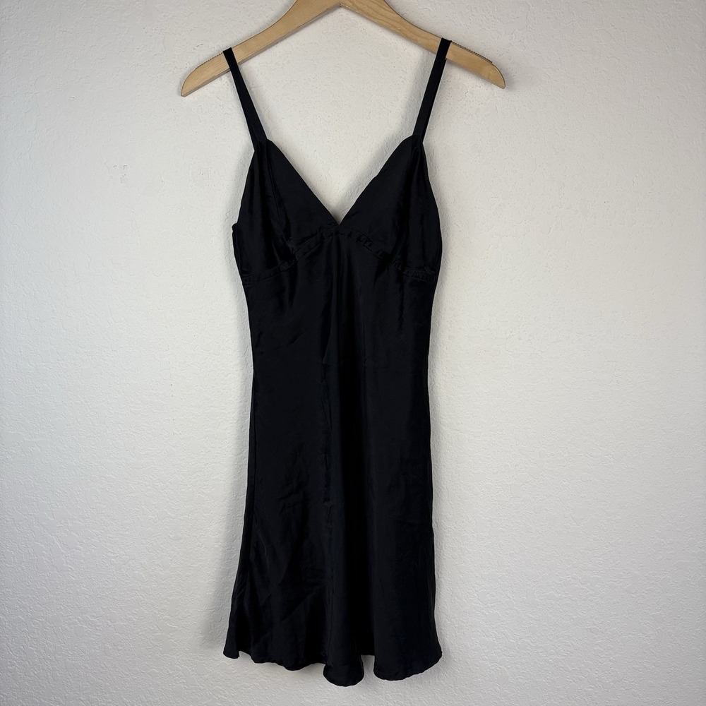 Raven + Lily 100% Silk Babydoll Nightgown Slip Black Size S Mini Y2k Whimsigoth